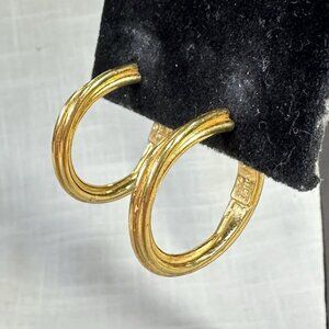 Vintage Monet Gold Tone Large Hoop Clip On Earrings